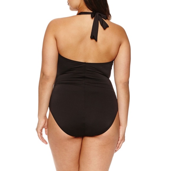 NWT Liz Claiborne [ 16W ] Sweetheart‎ Halter One Piece Swimsuit Black - Picture 12 of 12